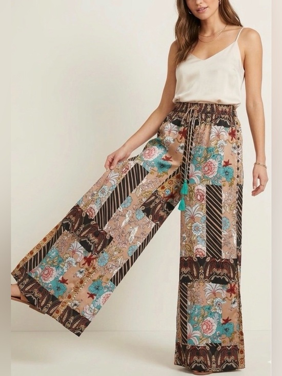 Z&L Pants - Boho Festival Patchwork Floral Paisley Wide Leg Pants Small Indie FairyCore